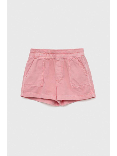 Детски дънков къс панталон GAP в розово с изчистен дизайн