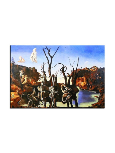 Картина с маслени бои Salvador Dali Swans Reflecting Elephants