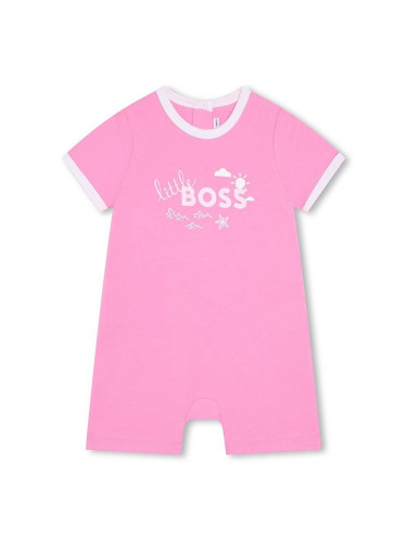 Бебешки къс гащеризон BOSS в розово