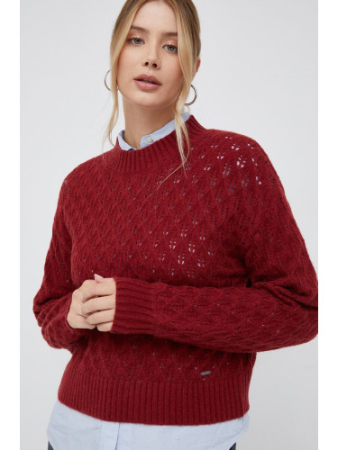 Пуловер Pepe Jeans дамски в червено