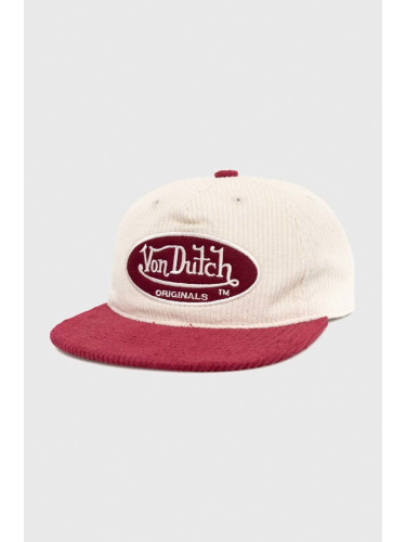 Памучна шапка с козирка Von Dutch в червено с апликация