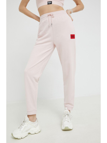 Панталони HUGO в розово с изчистен дизайн 50455983