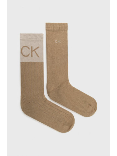 Чорапи Calvin Klein в бежово
