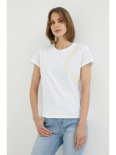 Памучна тениска Trussardi в бяло