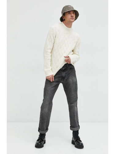 Пуловер Abercrombie & Fitch мъжки в бяло