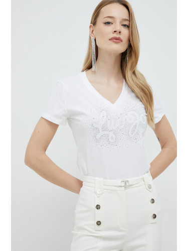 Памучна тениска Liu Jo в бяло