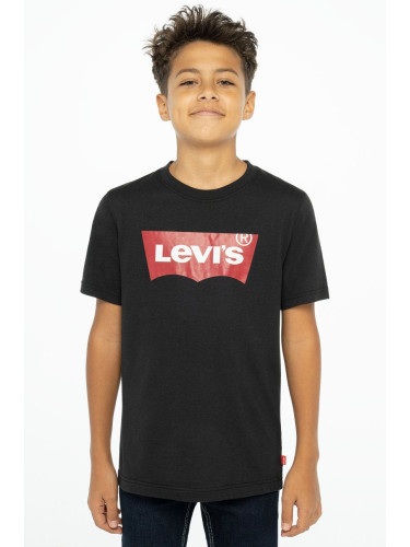 Детска тениска Levi's в черно с принт