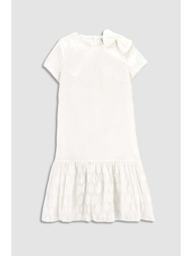 Детска рокля Coccodrillo в бяло къс модел със стандартна кройка