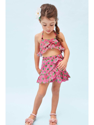 Детска памучна пола Mayoral в розово къс модел със стандартна кройка