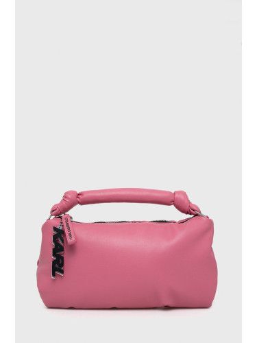 Кожена чанта Karl Lagerfeld в розово