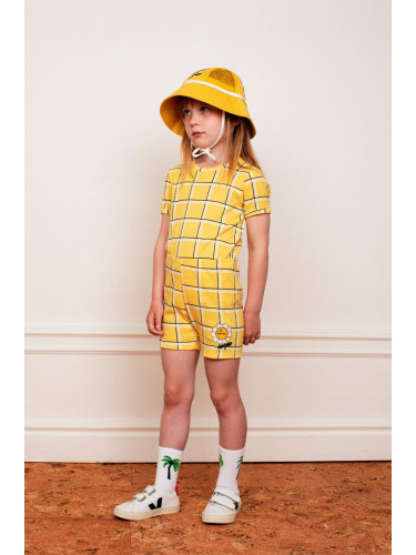 Детска памучна тениска Mini Rodini в жълто с принт