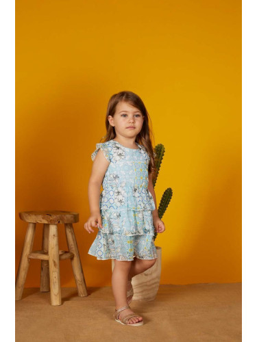Детска рокля Guess в зелено къс модел разкроен модел