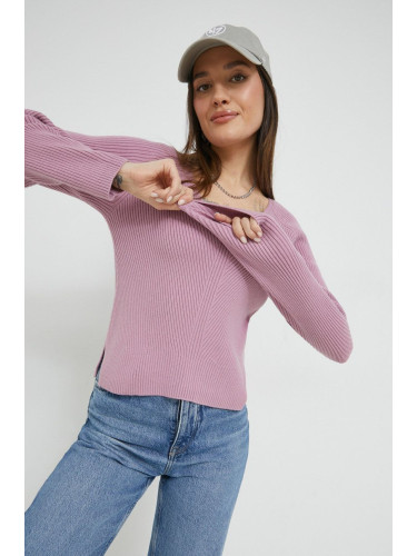 Пуловер Abercrombie & Fitch дамски в лилаво от лека материя