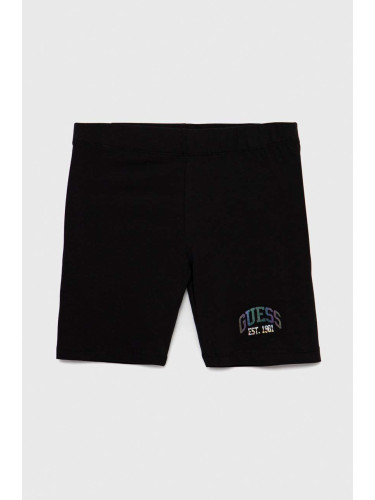 Детски къси панталони Guess в черно с изчистен дизайн
