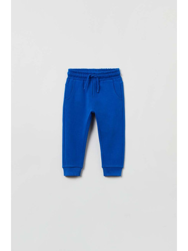 Бебешки памучен панталон OVS в синьо с изчистен дизайн