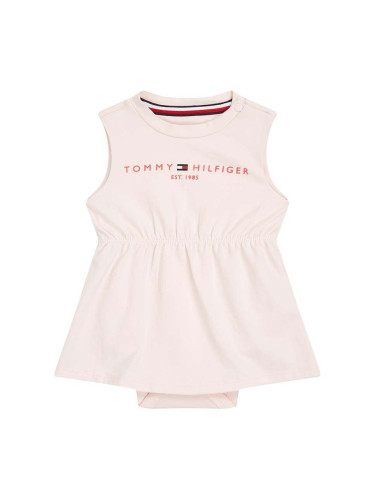 Бебешка рокля Tommy Hilfiger в розово къс модел разкроен модел