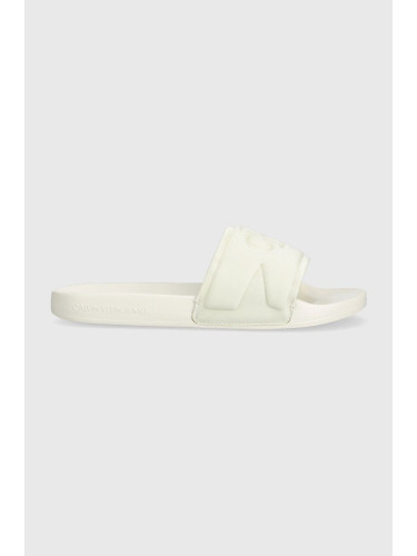 Чехли Calvin Klein Jeans SLIDE HIGH/LOW FREQUENCY WN в бежово YW0YW00999