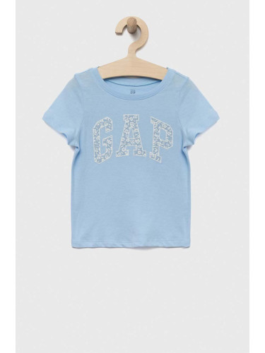 Детска памучна тениска GAP в синьо