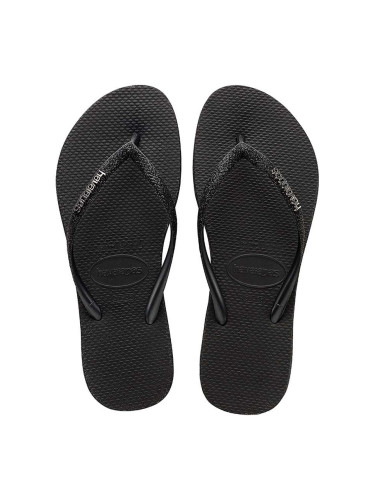 Джапанки Havaianas SLIM SPARKLE II в черно с равна подметка 4146093.0090