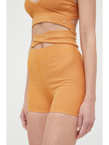 Къс панталон Guess в оранжево с изчистен дизайн със стандартна талия