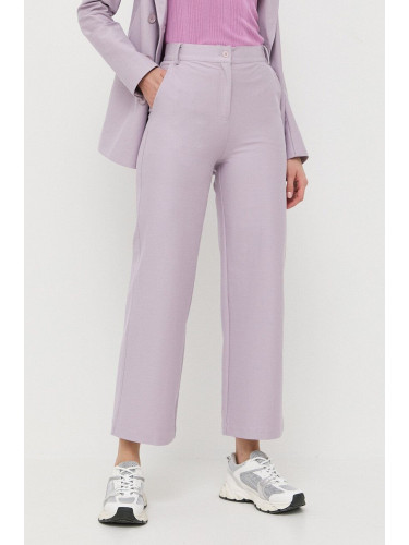 Панталон Max Mara Leisure в лилаво със стандартна кройка, с висока талия