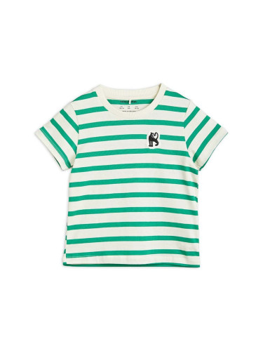 Детска памучна тениска Mini Rodini в зелено с десен