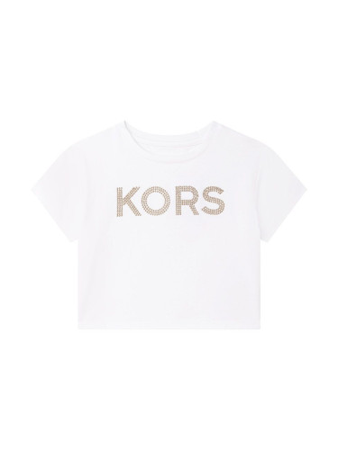 Детска памучна тениска Michael Kors в бяло