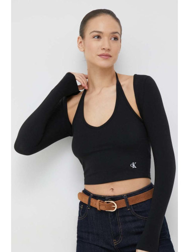 Топ Calvin Klein Jeans дамски в черно