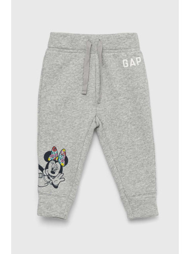 Детски спортен панталон GAP x Disney в сиво с принт