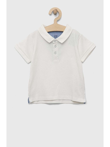 Детска тениска с яка zippy в бяло с изчистен дизайн