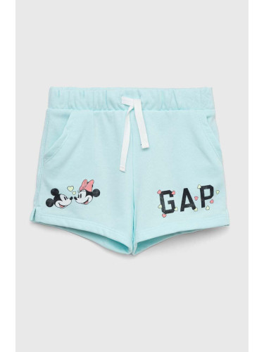 Детски къси панталони GAP x Disney в синьо с принт с регулируема талия