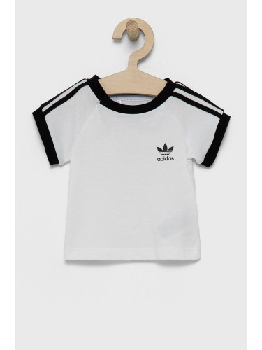 Детска памучна тениска adidas Originals DV2824 в бяло с апликация