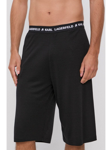 Късо долнище на пижама Karl Lagerfeld мъжко в черно с изчистен дизайн
