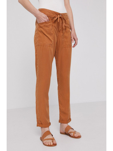 Панталон Pepe Jeans Dash дамски в кафяво със стандартна кройка, със стандартна талия