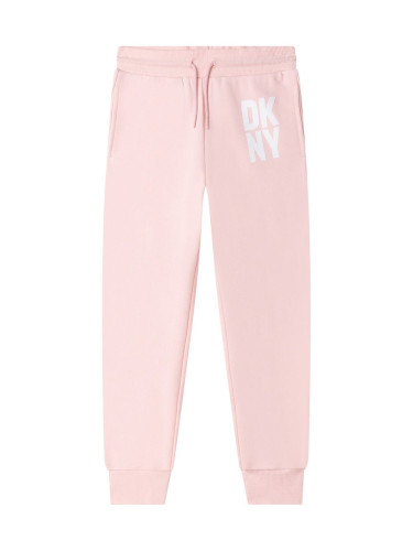 Детски спортен панталон Dkny в розово с изчистен дизайн