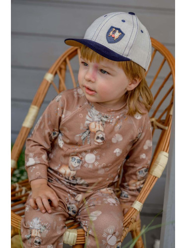Детска памучна шапка Jamiks TREFL в бежово с апликация
