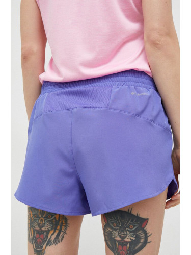 Спортен къс панталон Columbia Columbia Hike в лилаво с изчистен дизайн с висока талия
