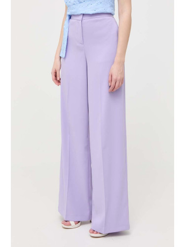Панталон Pinko в лилаво с широка каройка, с висока талия