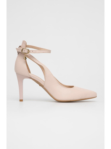Кожени обувки с висок ток Wojas в розово