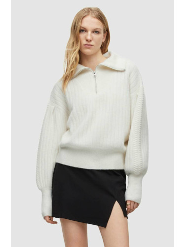 Пуловер AllSaints дамски в бяло
