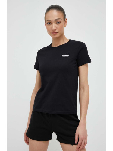 Памучна тениска Hummel hmlLGC KRISTY SHORT T-SHIRT в черно