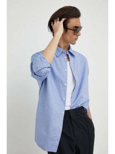 Памучна риза Drykorn мъжка със свободна кройка с класическа яка
