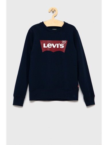 Детски суичър Levi's в тъмносиньо с принт