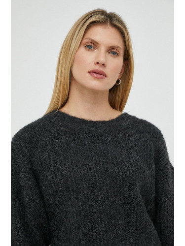 Пуловер с вълна American Vintage дамски в сиво от топла материя