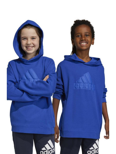 Детски суичър adidas U FI в синьо с качулка с апликация