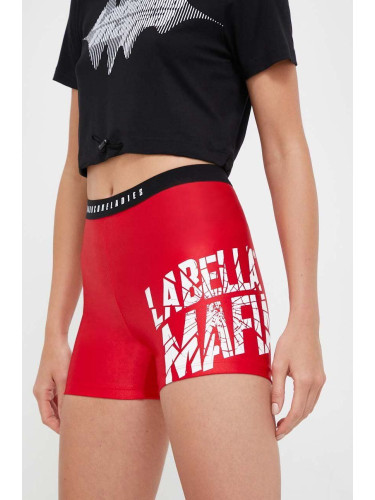 Къс панталон за трениране LaBellaMafia Hardcore Ladies в червено с принт с висока талия