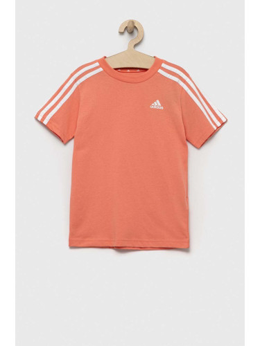 Детска памучна тениска adidas U 3S в оранжево с апликация