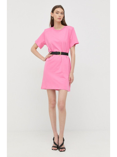 Памучна рокля Notes du Nord в розово къс модел със стандартна кройка