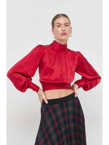 Копринена блуза Elisabetta Franchi дамска в червено с изчистен дизайн