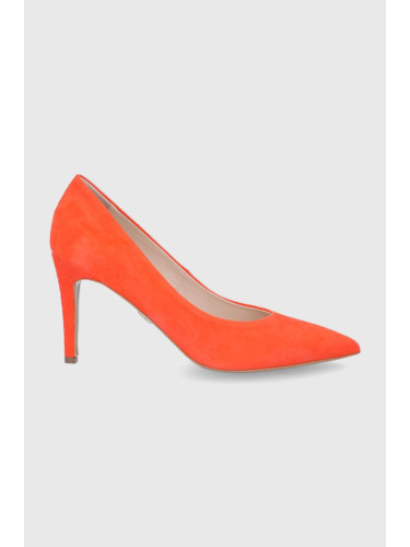 Велурени обувки с висок ток Baldowski в оранжево